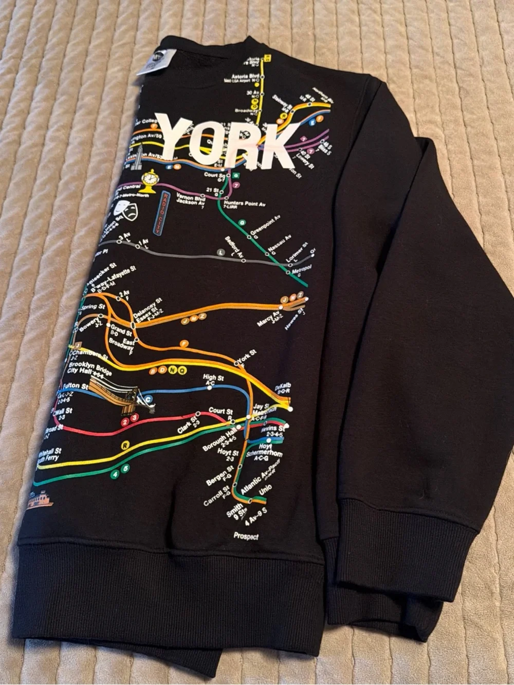 Men's NYC  New York City Manhattan MTA Licensed Subway Map Sweatshirt  M